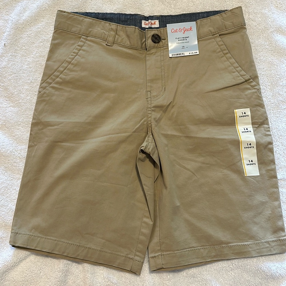 NWT Boys Cat & Jack Flat Front Chino Shorts Sz 14